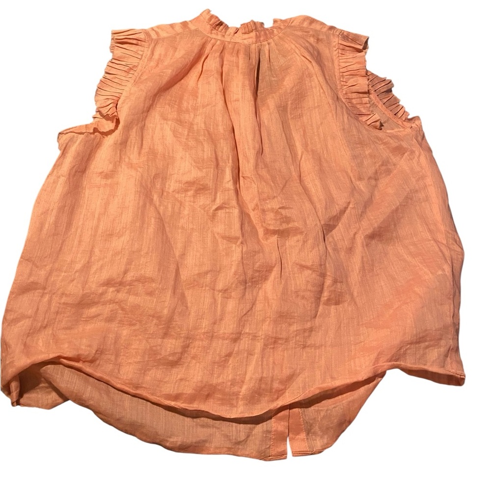 Frame Ramie Coral Sleeveless Blouse
